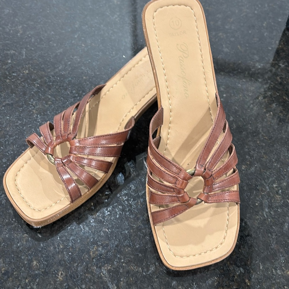 Brown heel slide in sandals